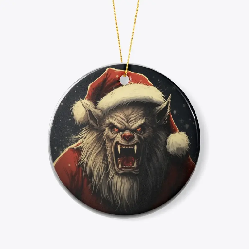 Santa Werewolf Scary Tree Ornament